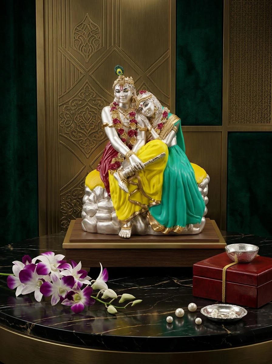 Radha Krishna 8" (Silver/ Gold)