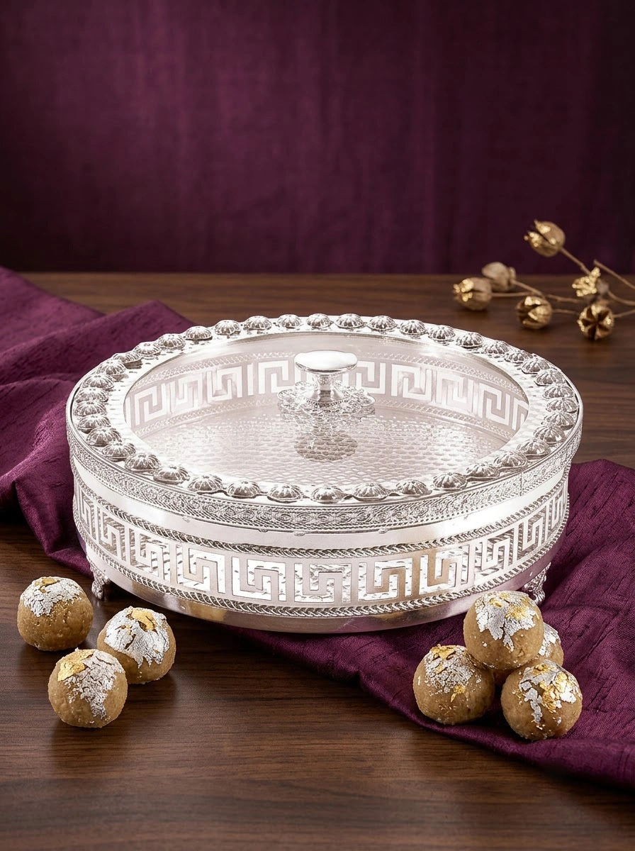 Round Gold Laddu Box Large