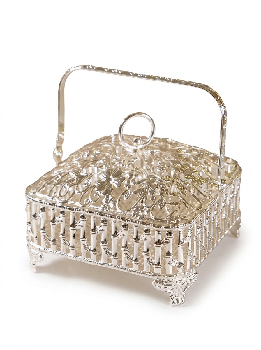 Square Bamboo Pattern Basket with Handle- Big