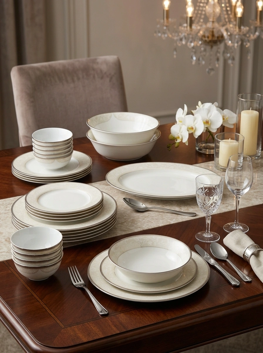 Flanders Platinum Dinner Set 61 Pc