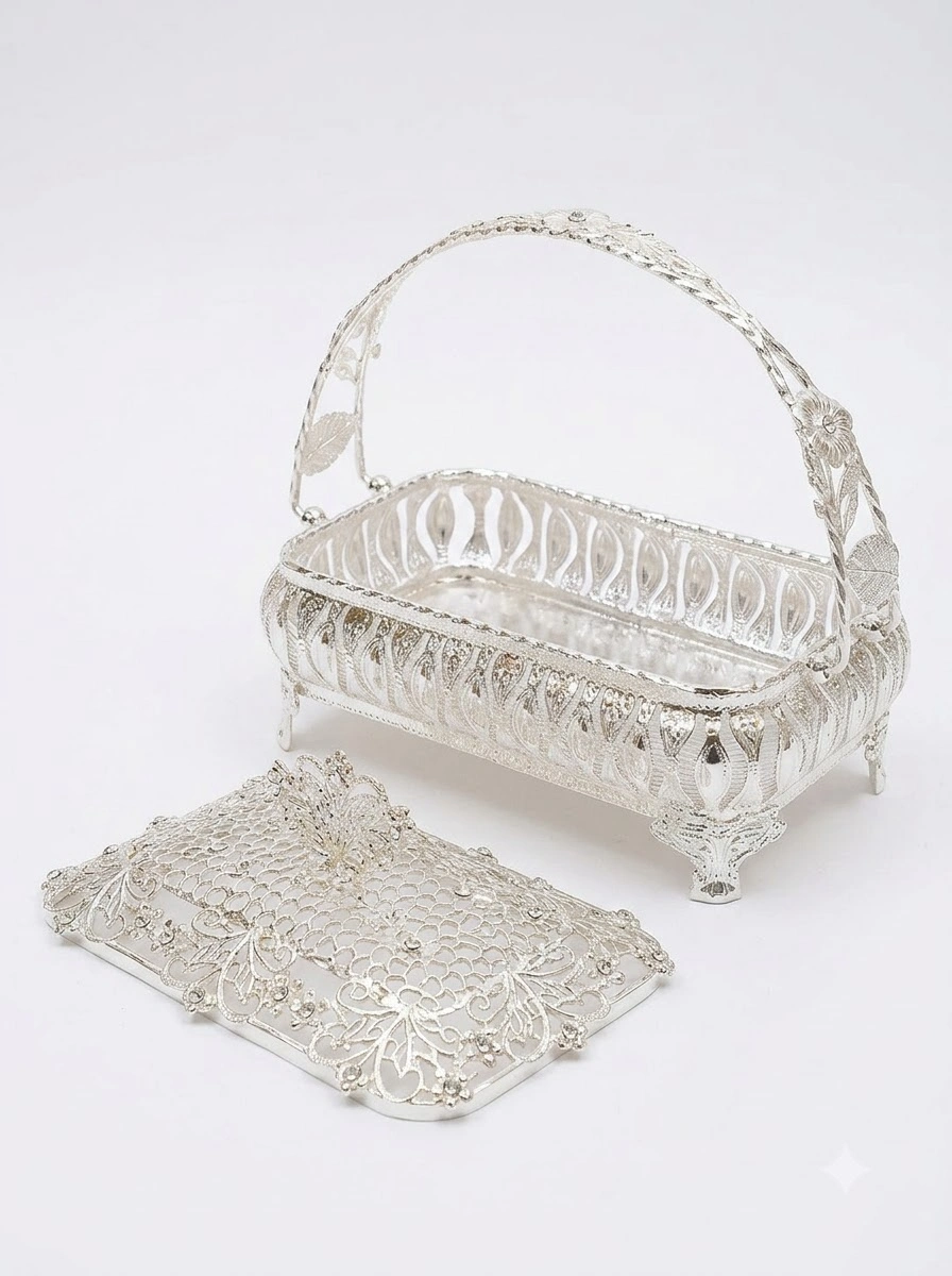 Rectanglular Shape Covered basket with Handle Nature Collection