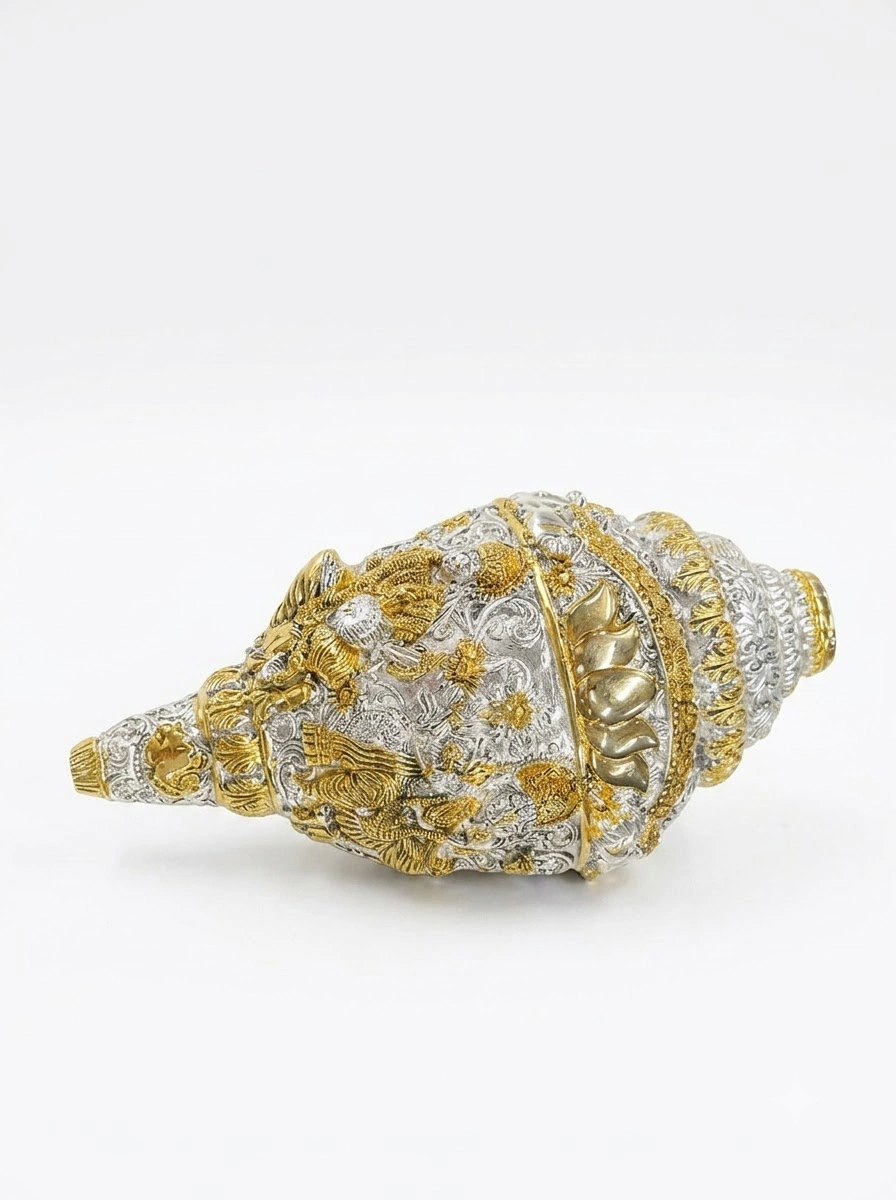 Lotus Lakshmi Ganesha Shankh (Dual Tone)