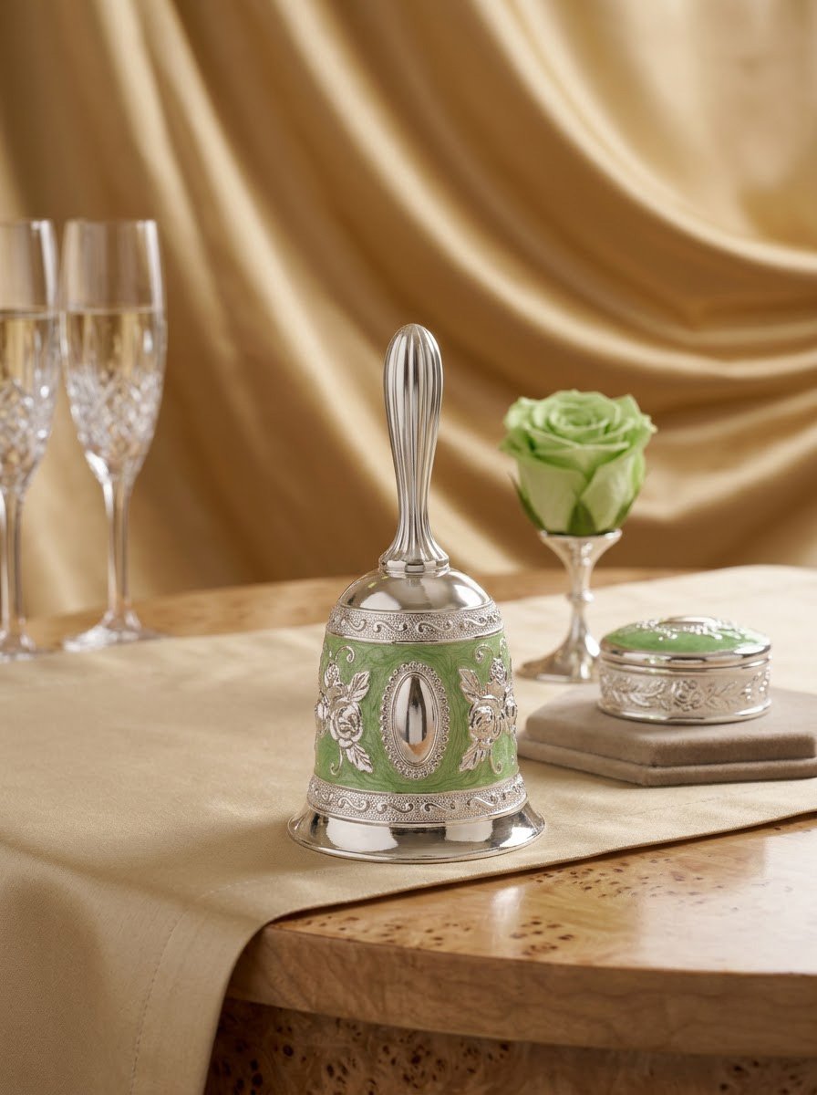 Rose Bell- Green Enamel