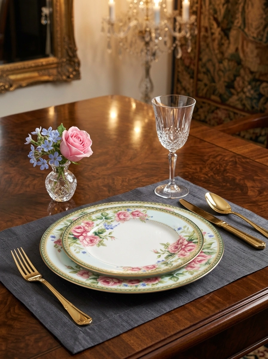 Rosa Basket Dinner Set 21 Pc