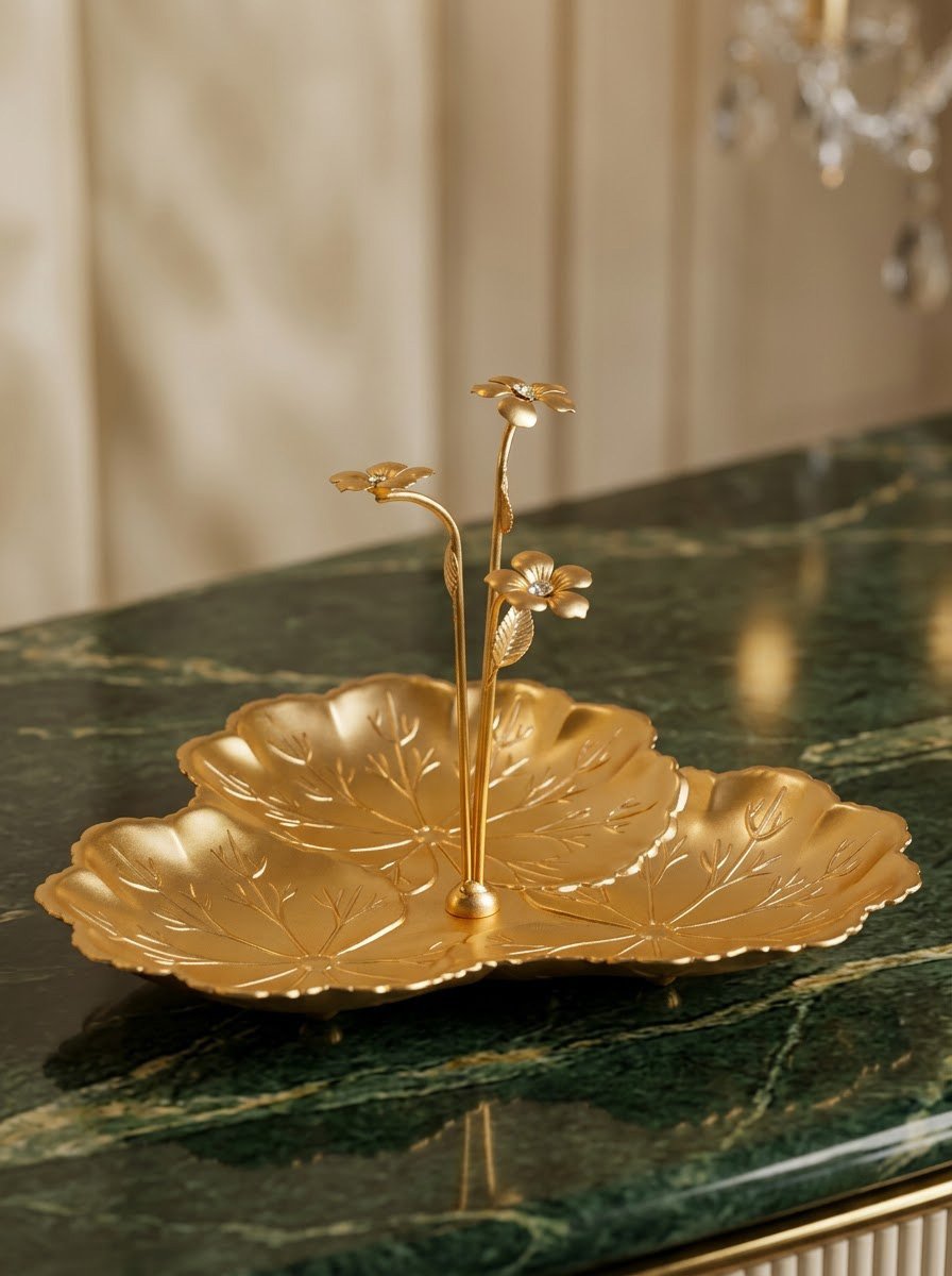 Flower & Leaf Platter- Matt Gold