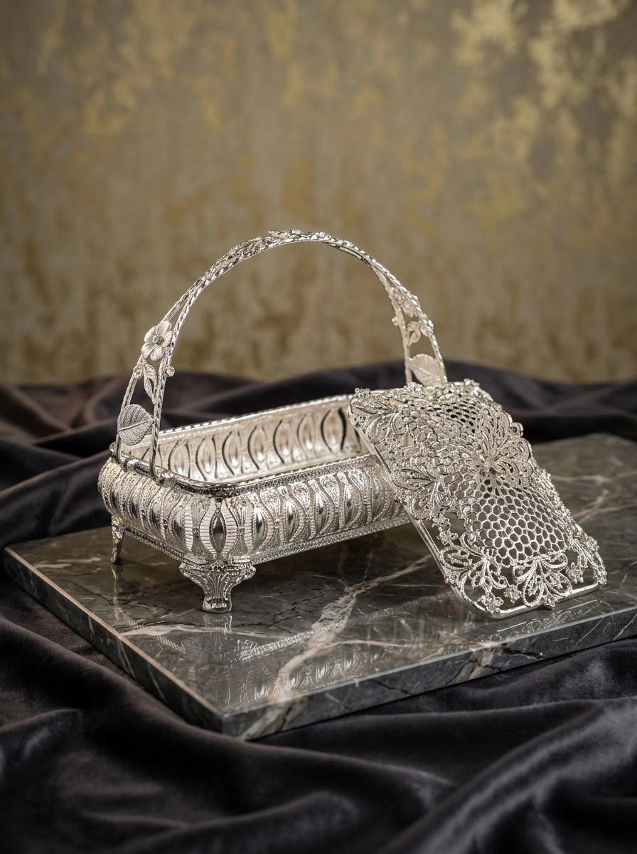 Rectanglular Shape Covered basket with Handle Nature Collection