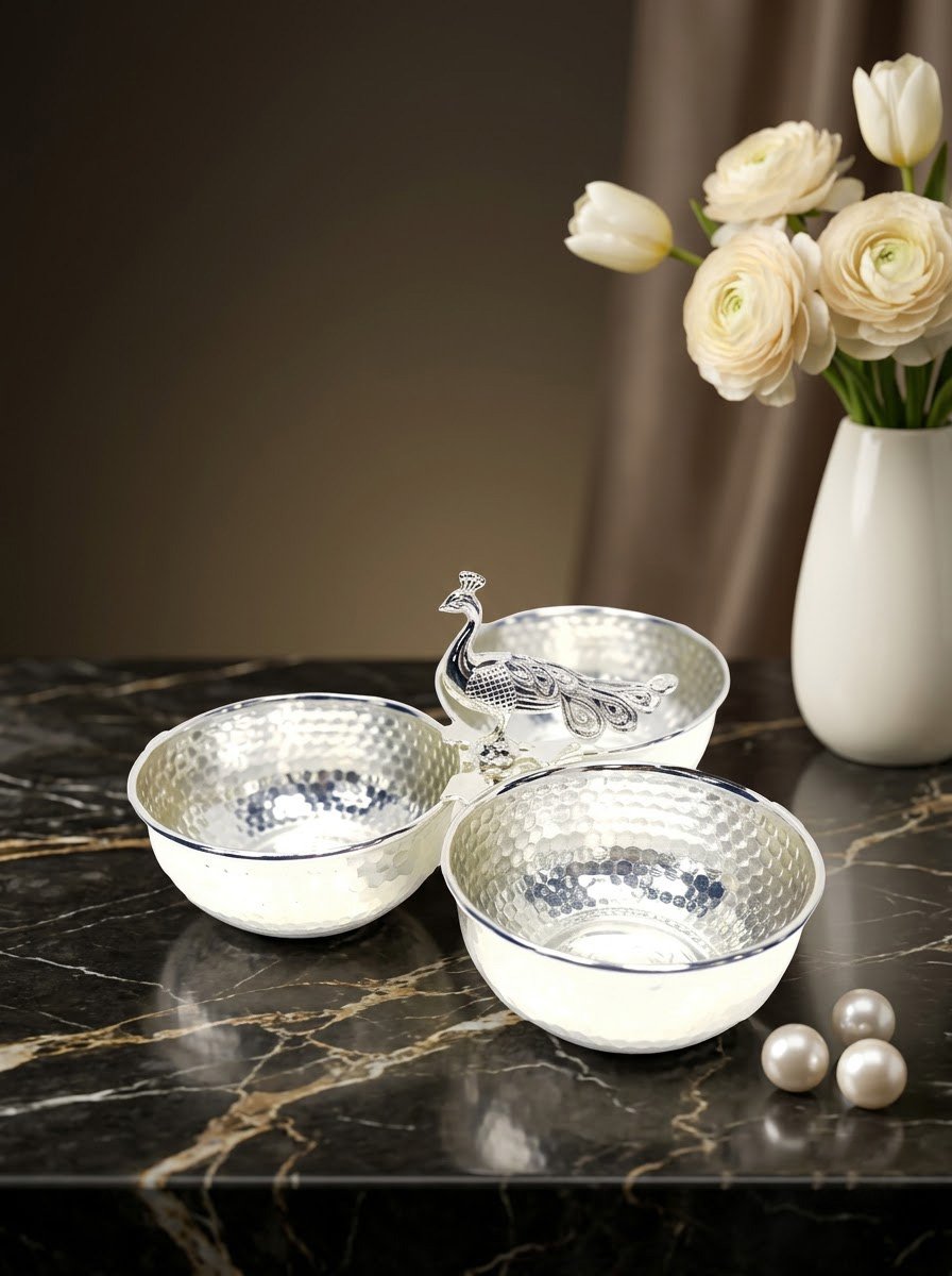 Peacock Motif Bowl Set of 3