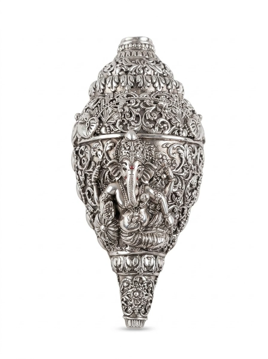 Small Ganesha Shankh Antiq Finish