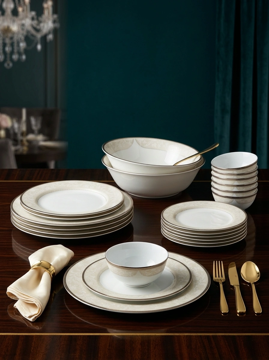 Flanders Platinum Dinner Set 45 Pc