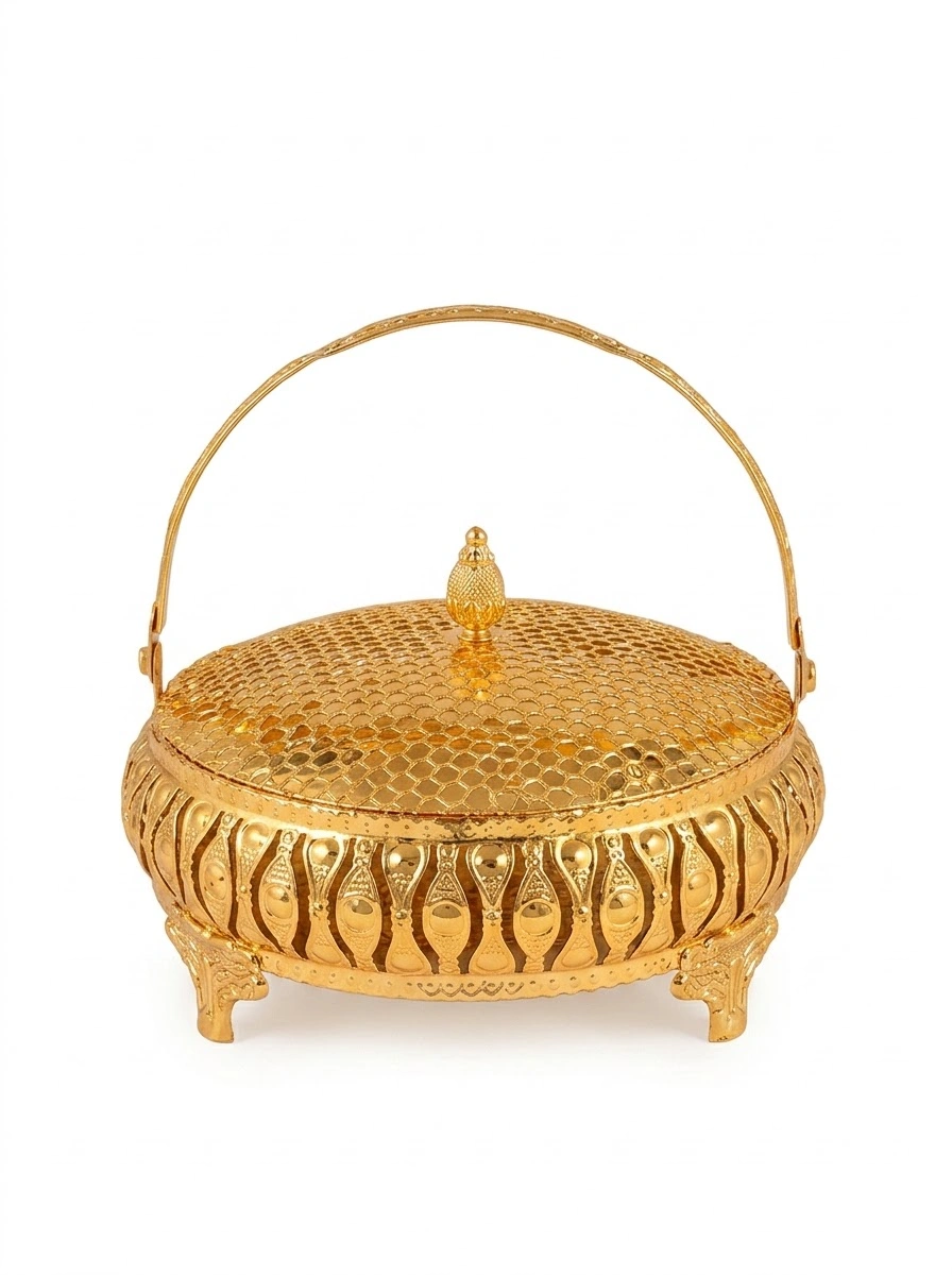 Beehive Round Shape Covered Basket with Handle (G)