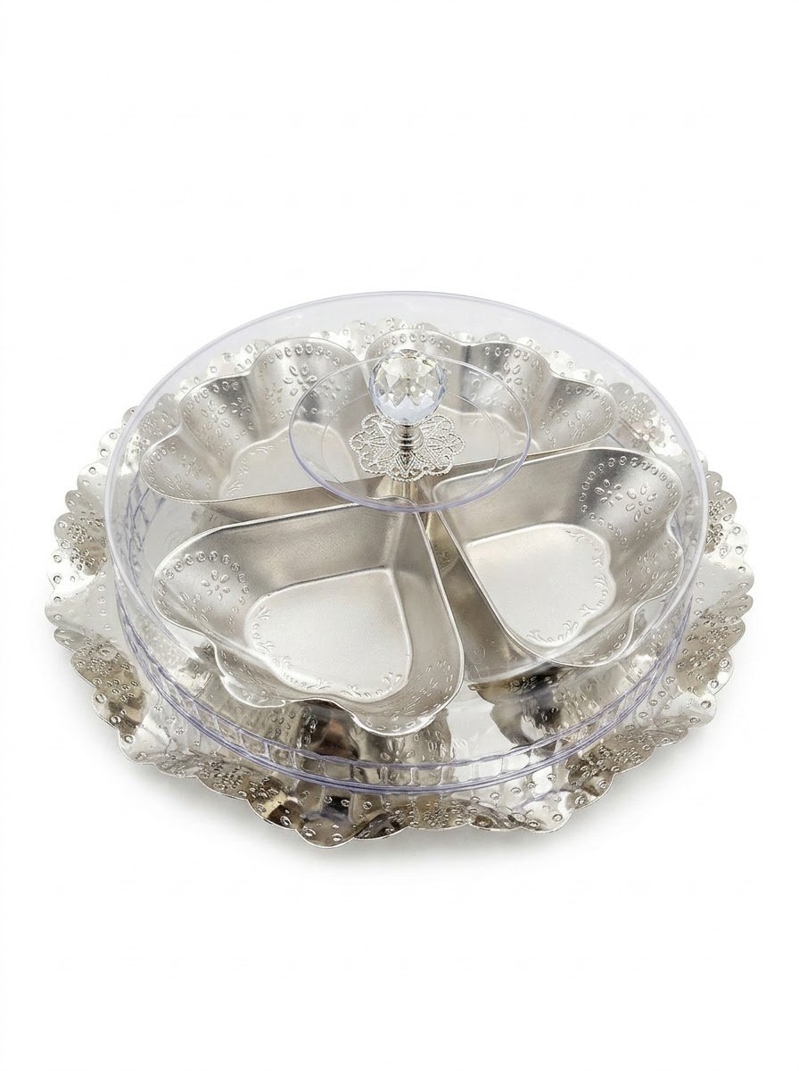 Tray with 4 Bowls & Clear Dom