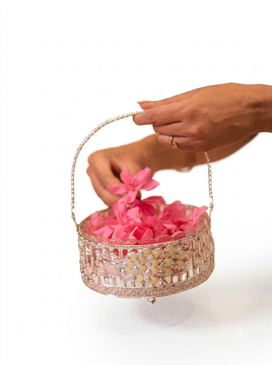 Peacock Basket Peach Enamel
