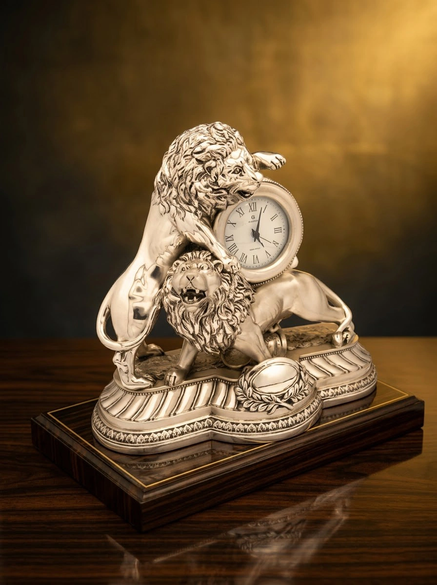 Clock with Two Lions