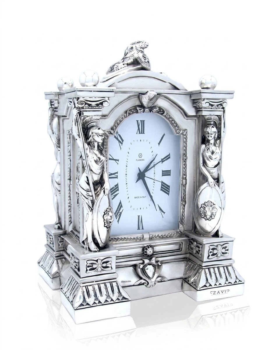 Table Clock "Woman with Shield"