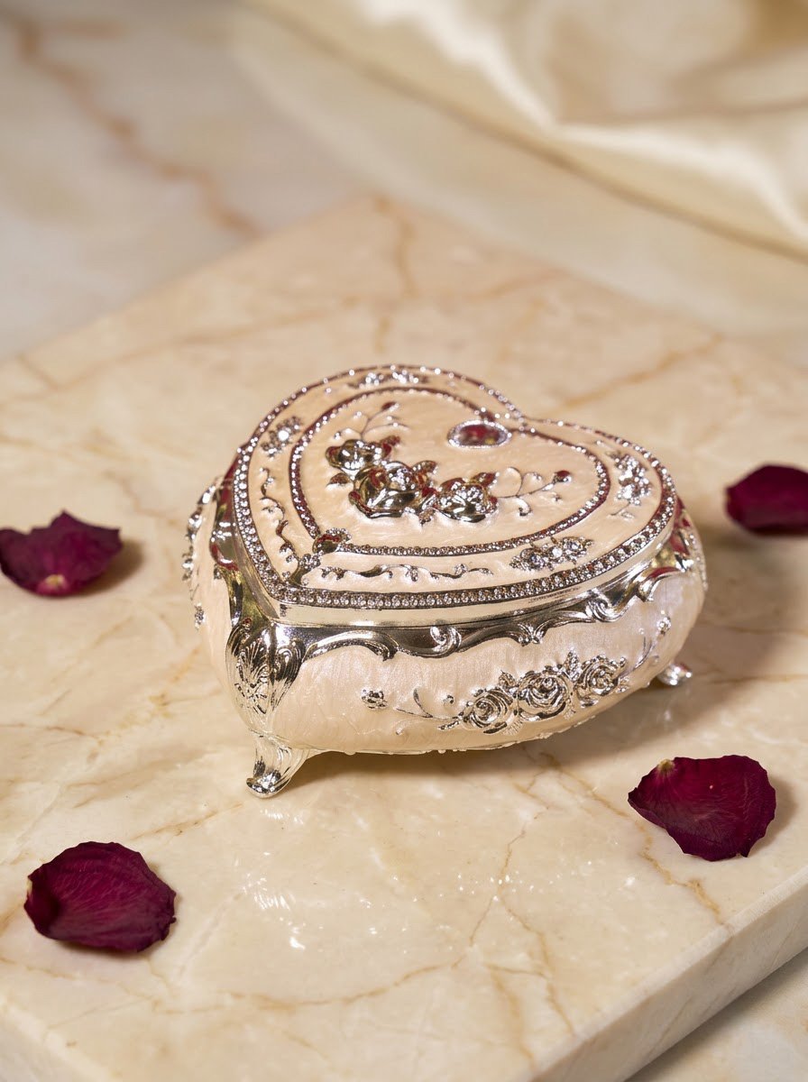 Heart Shape Jewellery Box with Enamel
