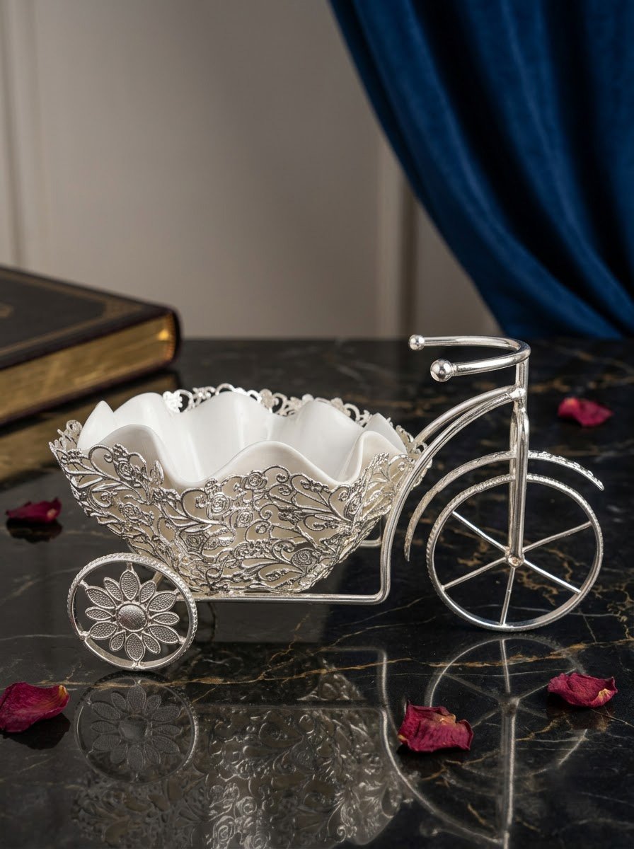 Rose Pattern Tricycle Candy Bowl