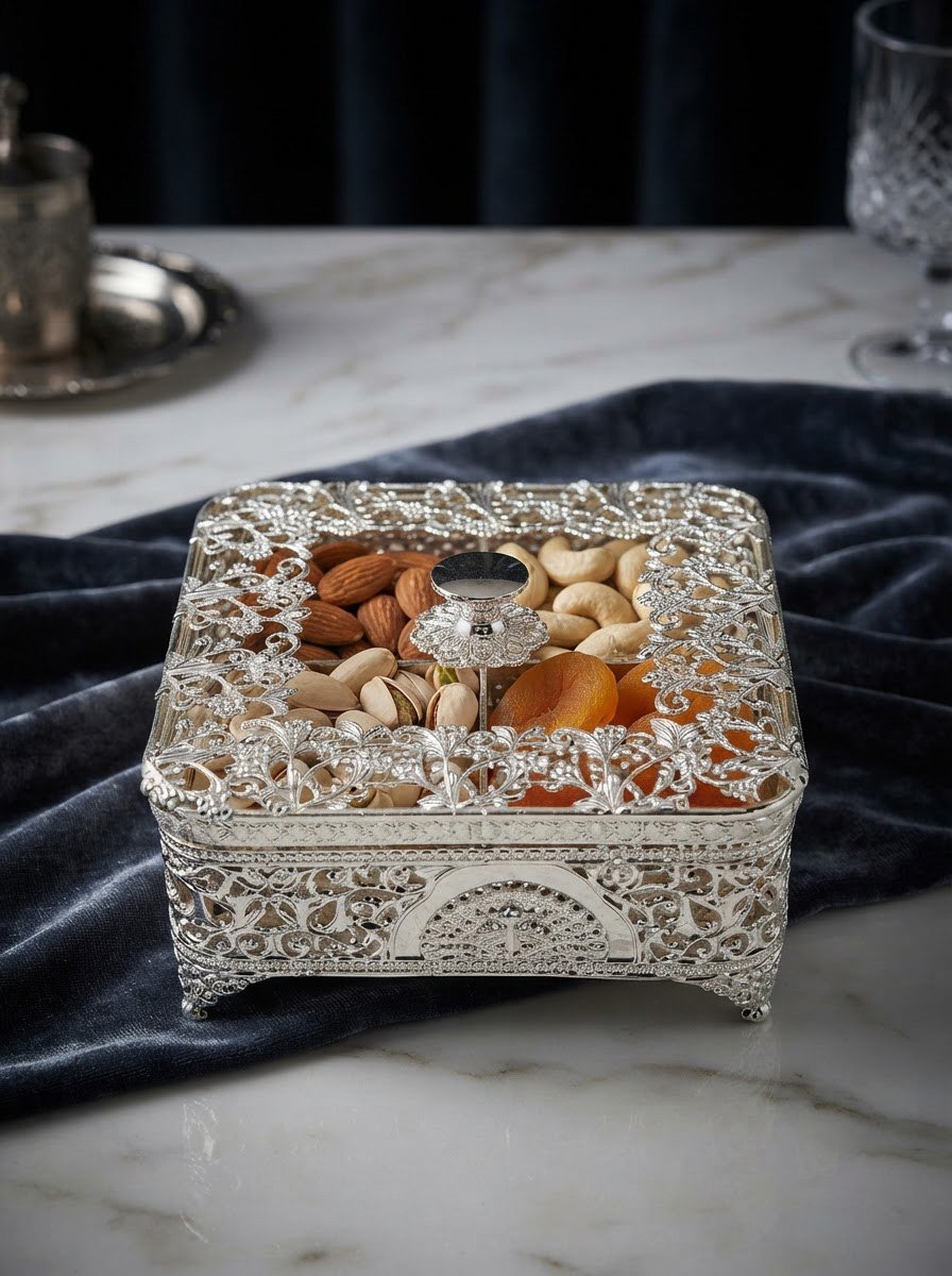 Peacock Square Dry Fruit Box