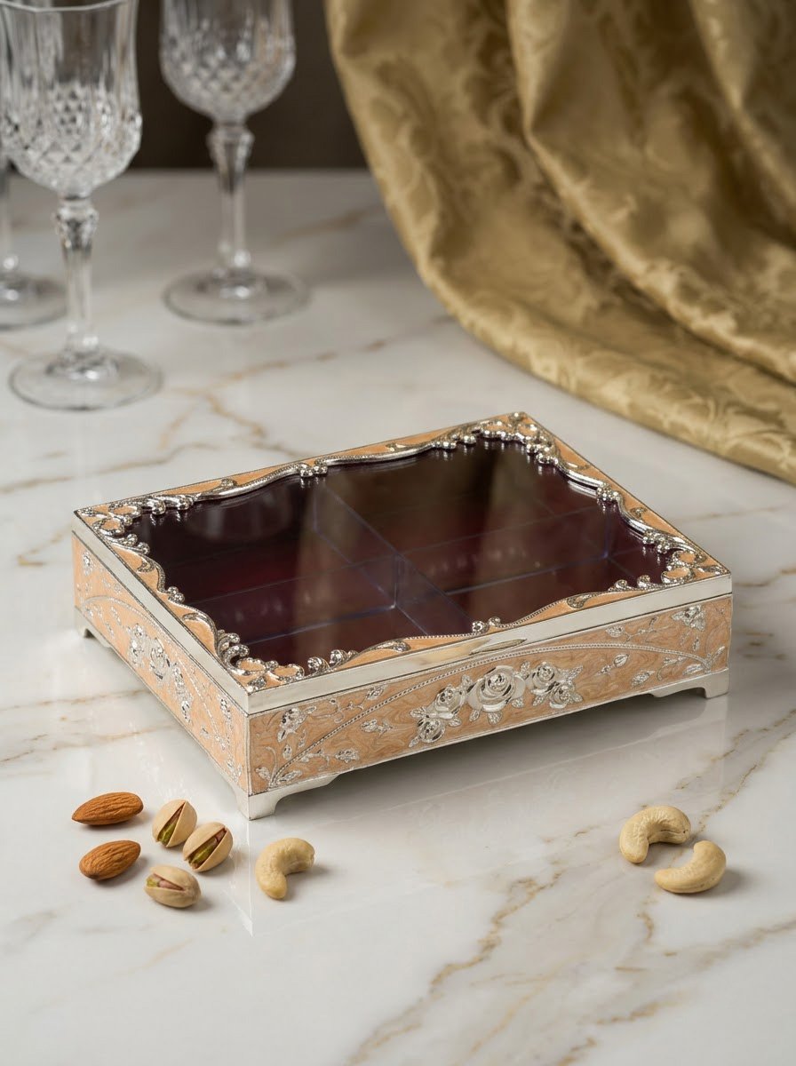 Square Dry Fruit Box Peach Enamel