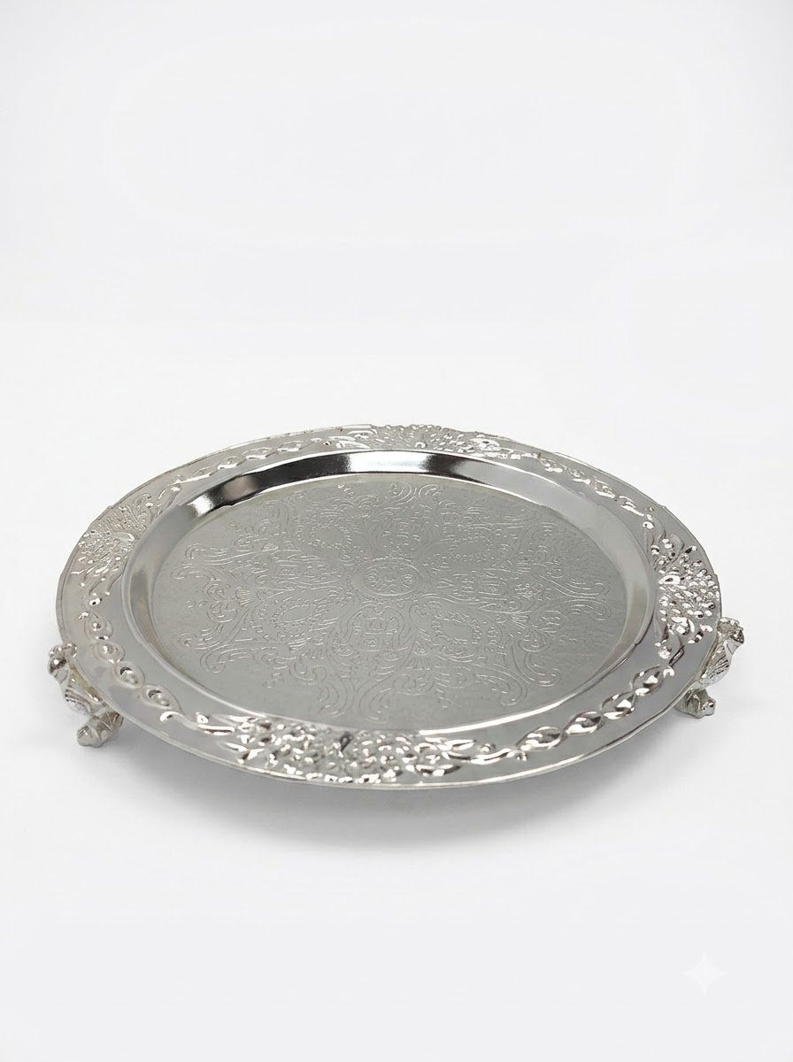 Round Tray with Peacock Foot