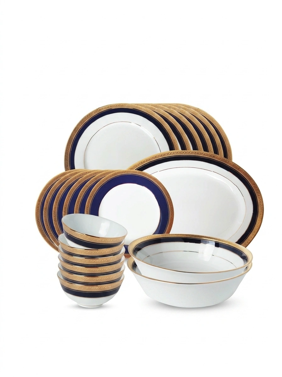 Crestwood Cobalt Gold Dinner Set 61 Pc