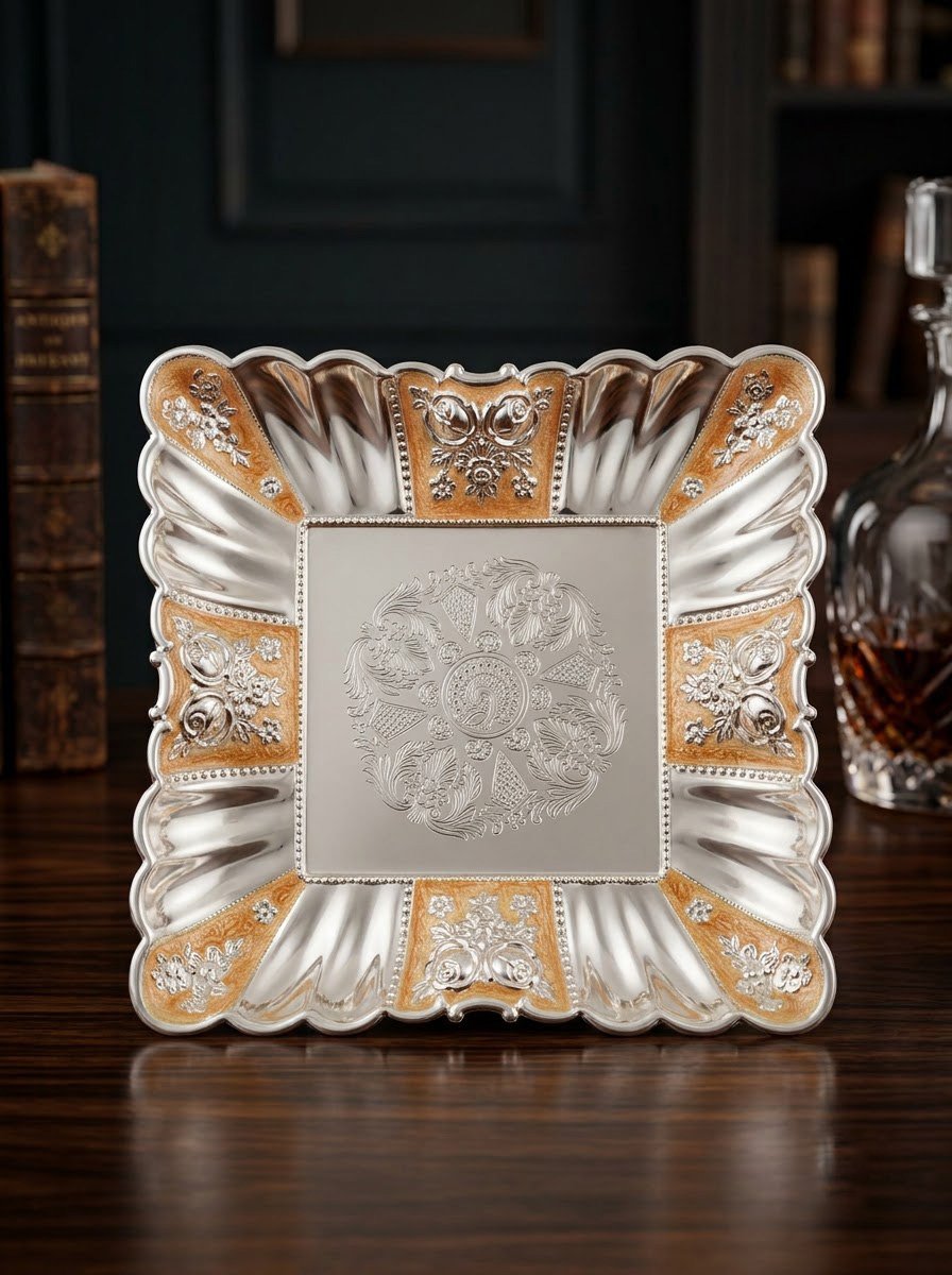 Square Tray (Peach Enamel)
