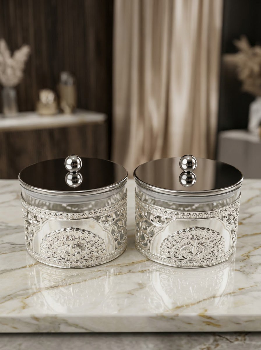 Pair of Peacock Jars