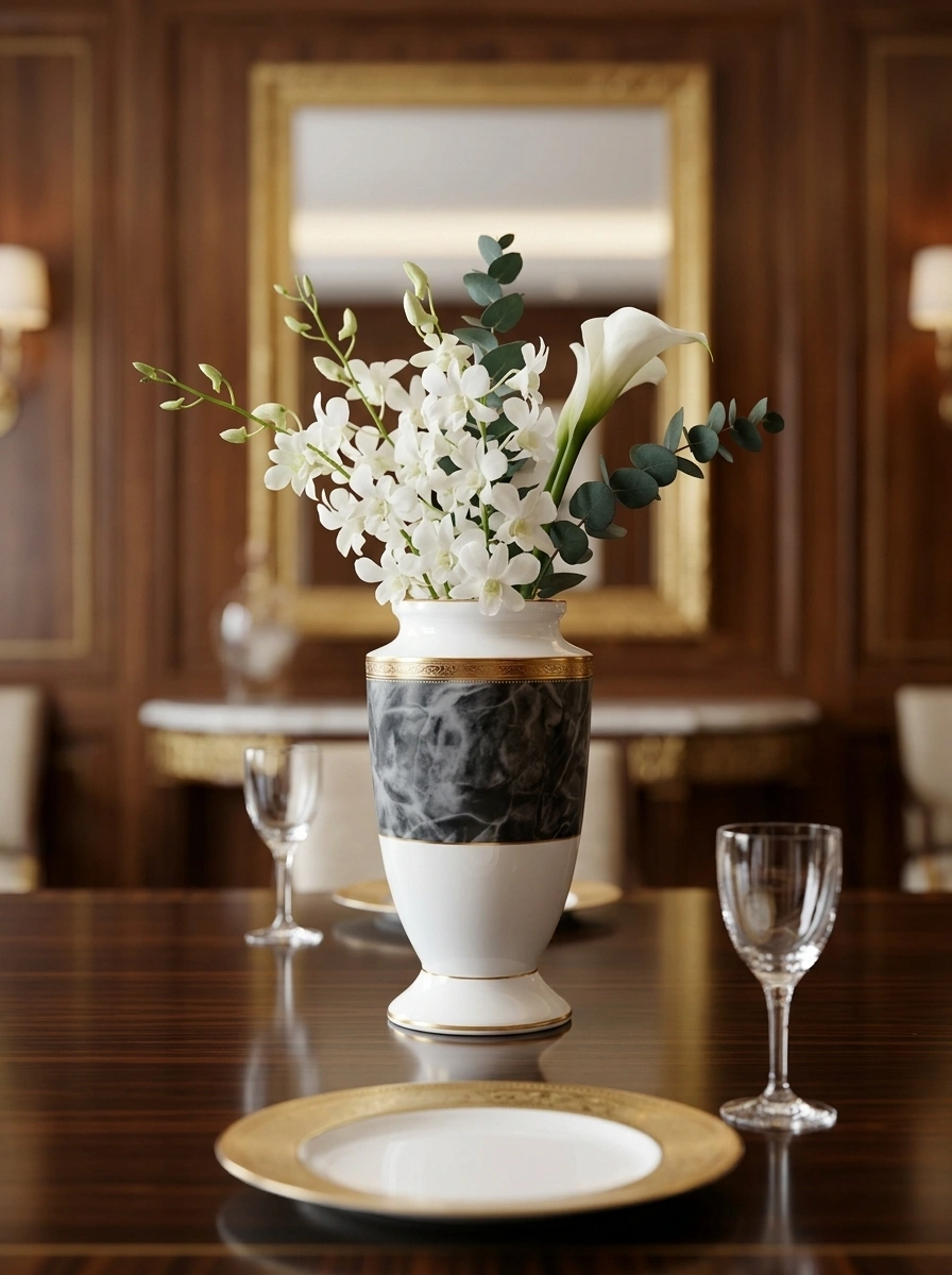 Majestic Black Vase Lg 23 cm - With Gift Box