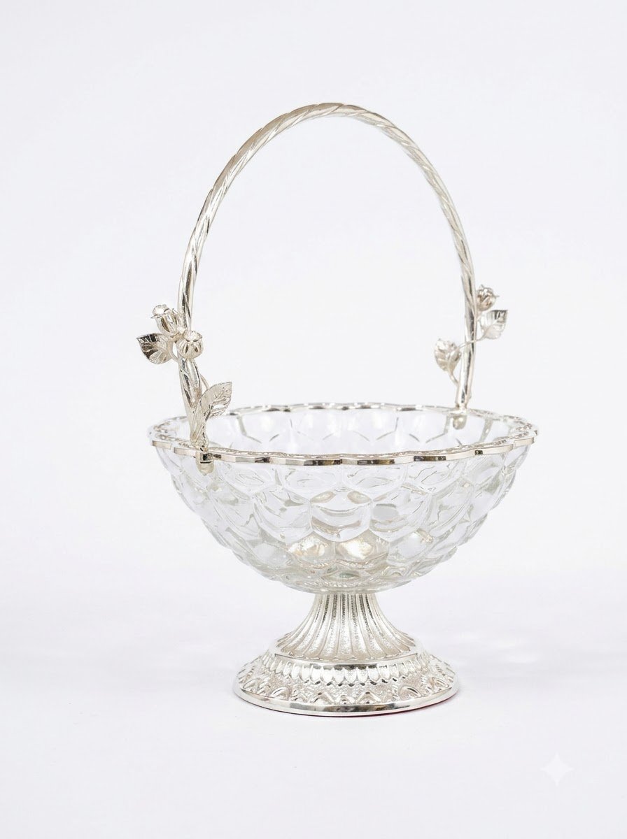 Flower Glass Basket with Handle