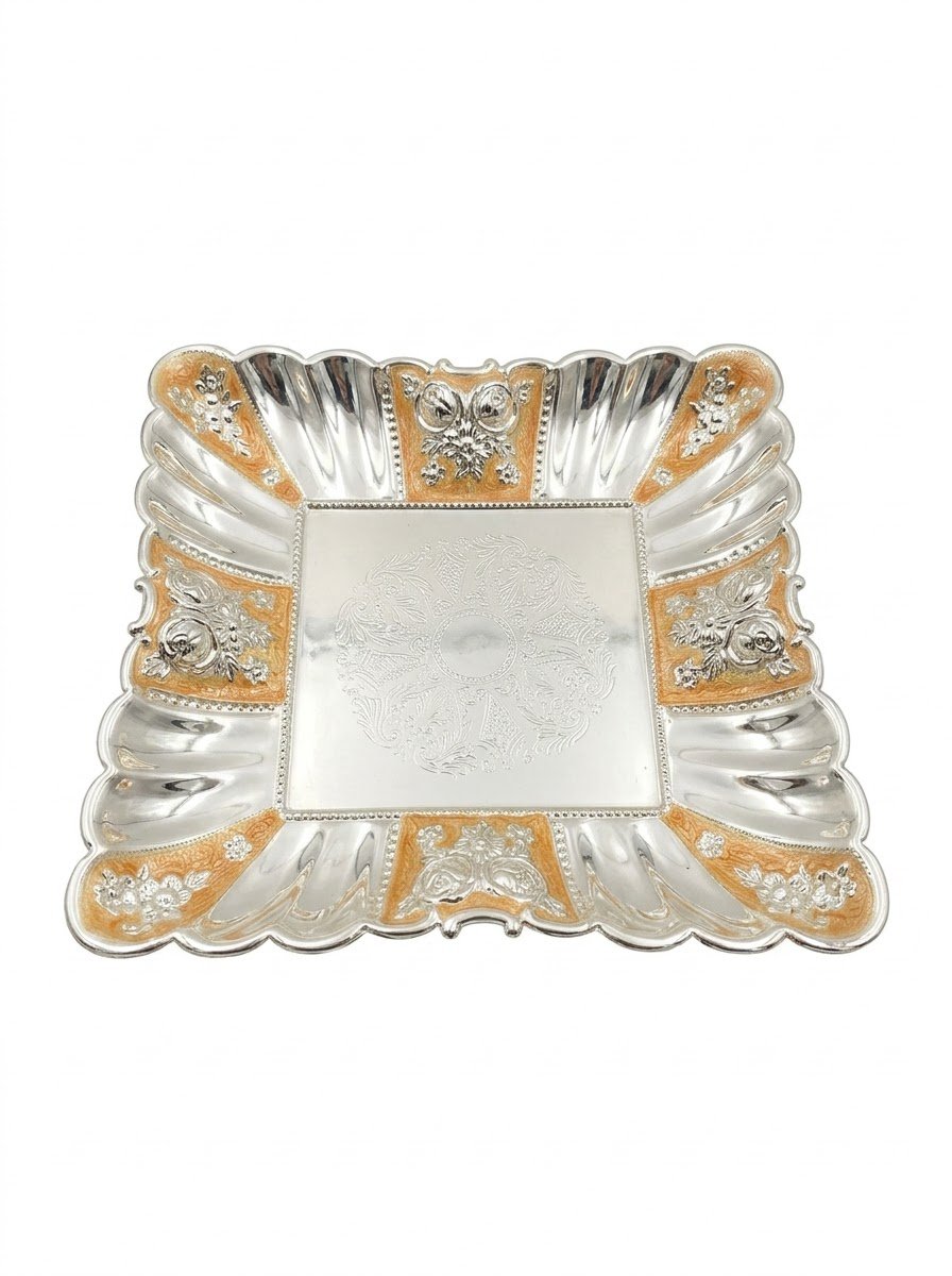 Square Tray (Peach Enamel)