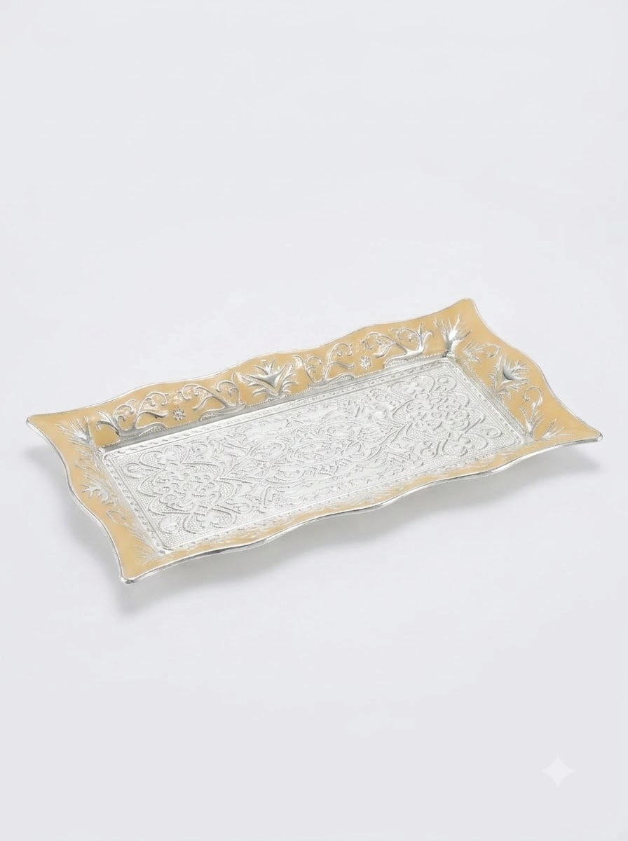 Rectangle Tray with Rose Enamel
