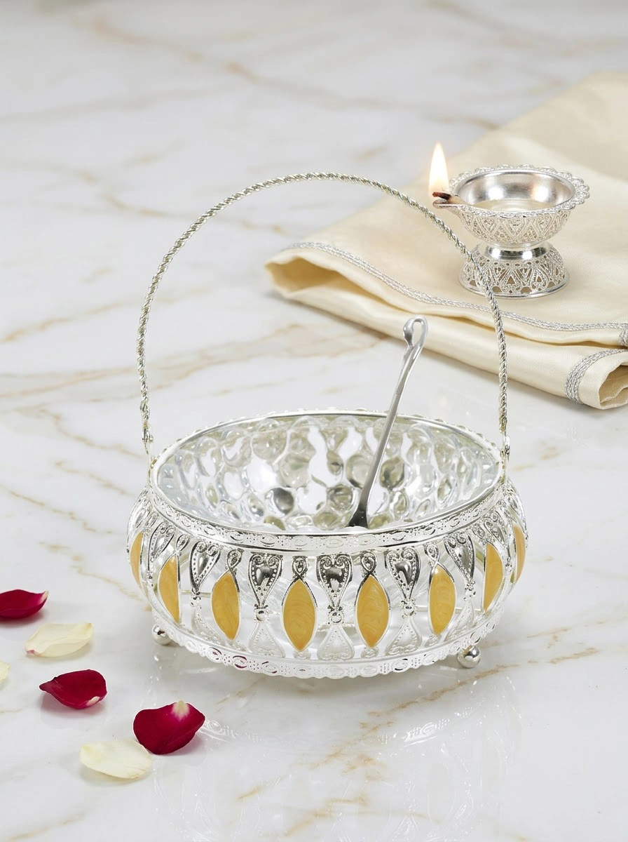 Basket with Handle Rose Enamel