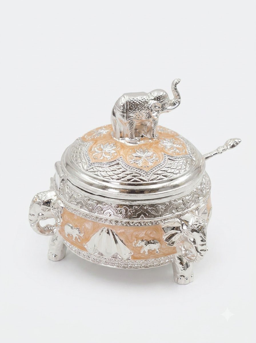 Elephant Sugar Pot Peach Enamel