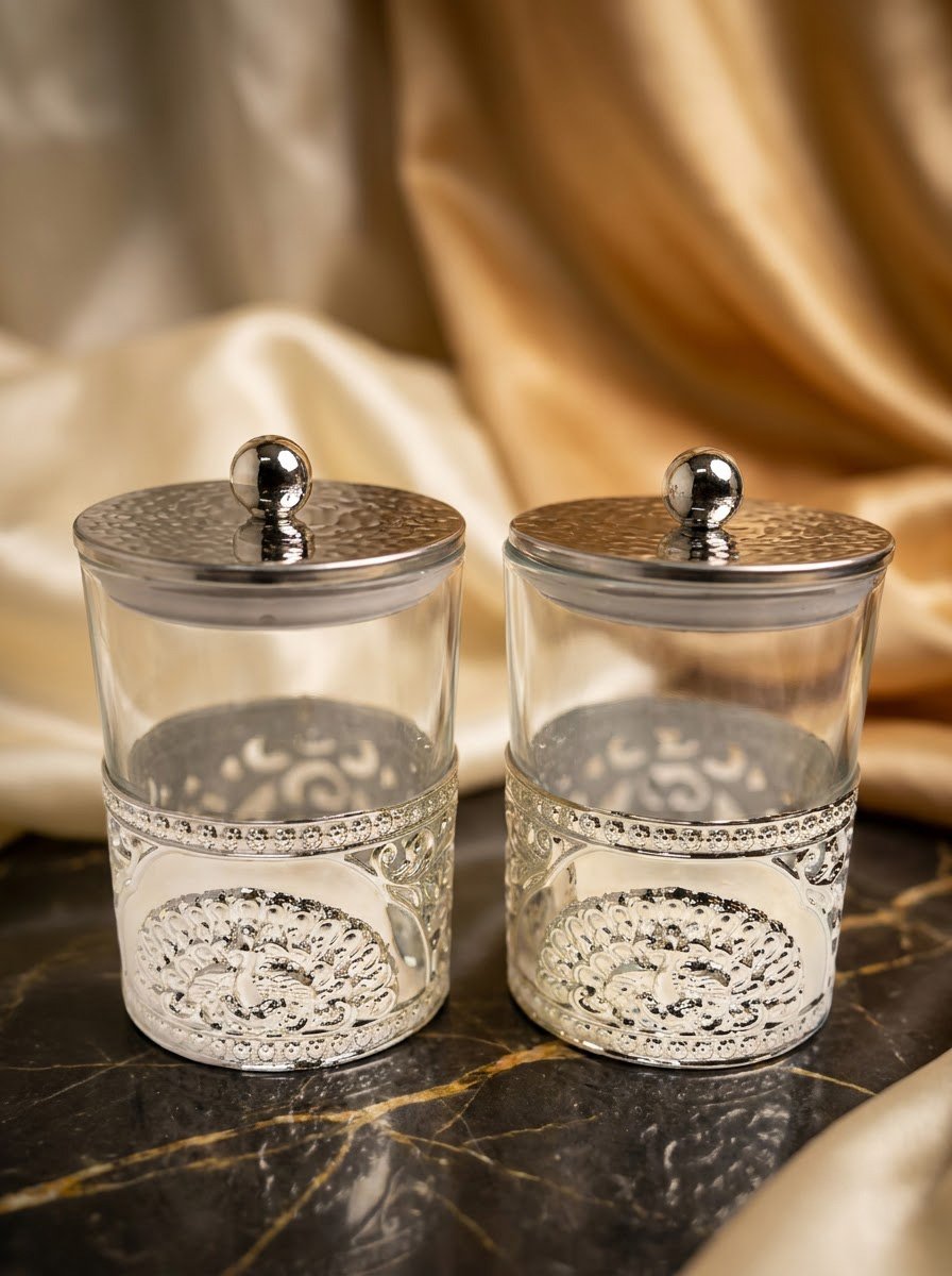 Pair of Long Peacock Jars
