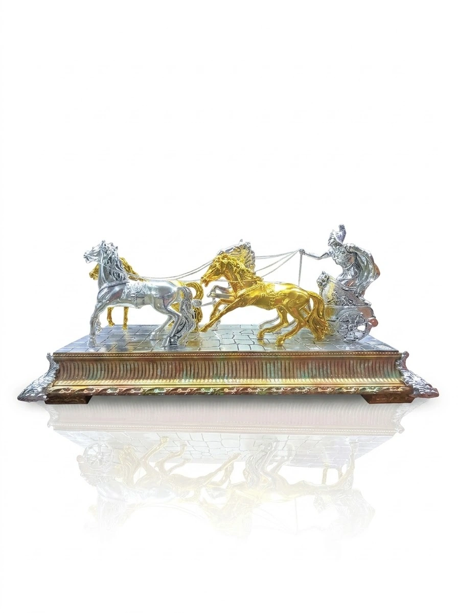 Roman Chariot- 4 Horses (Silver Golden)