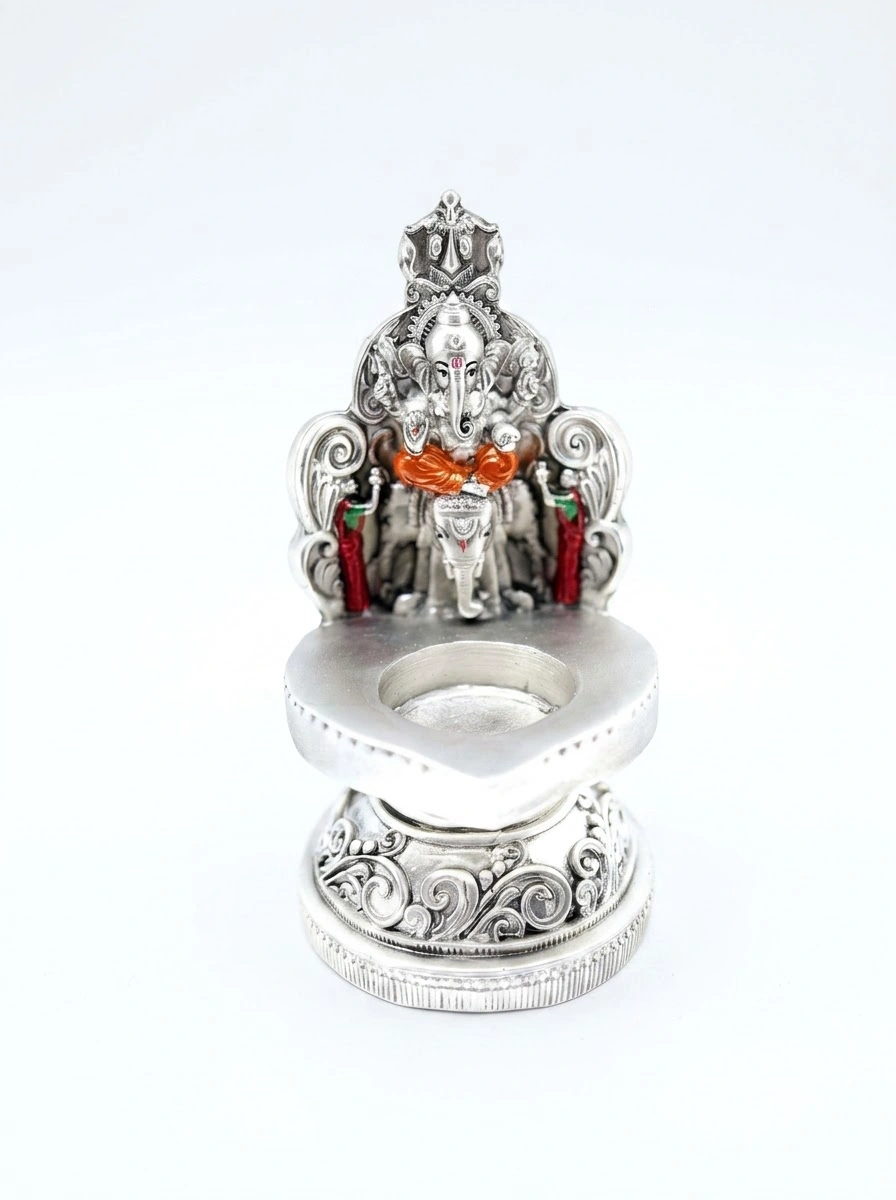 Ganesha Diya Antiq Silver