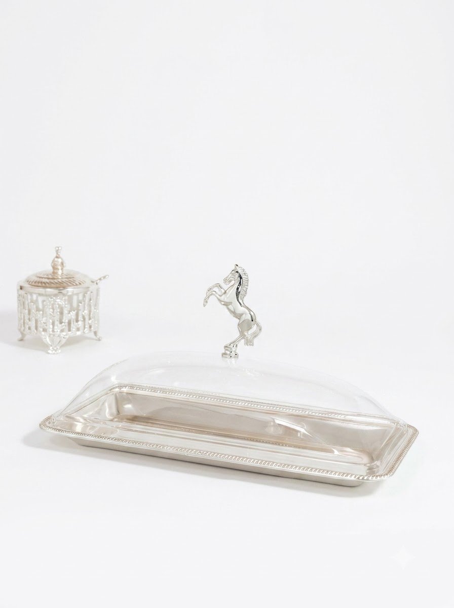 Horse Knob Rectangular Covered Tray