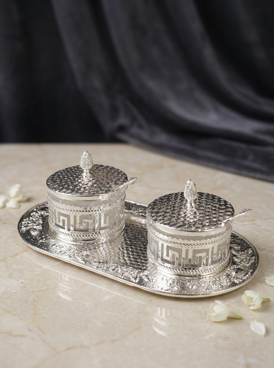 Flower Tray with 2 Roman Sugar Pots