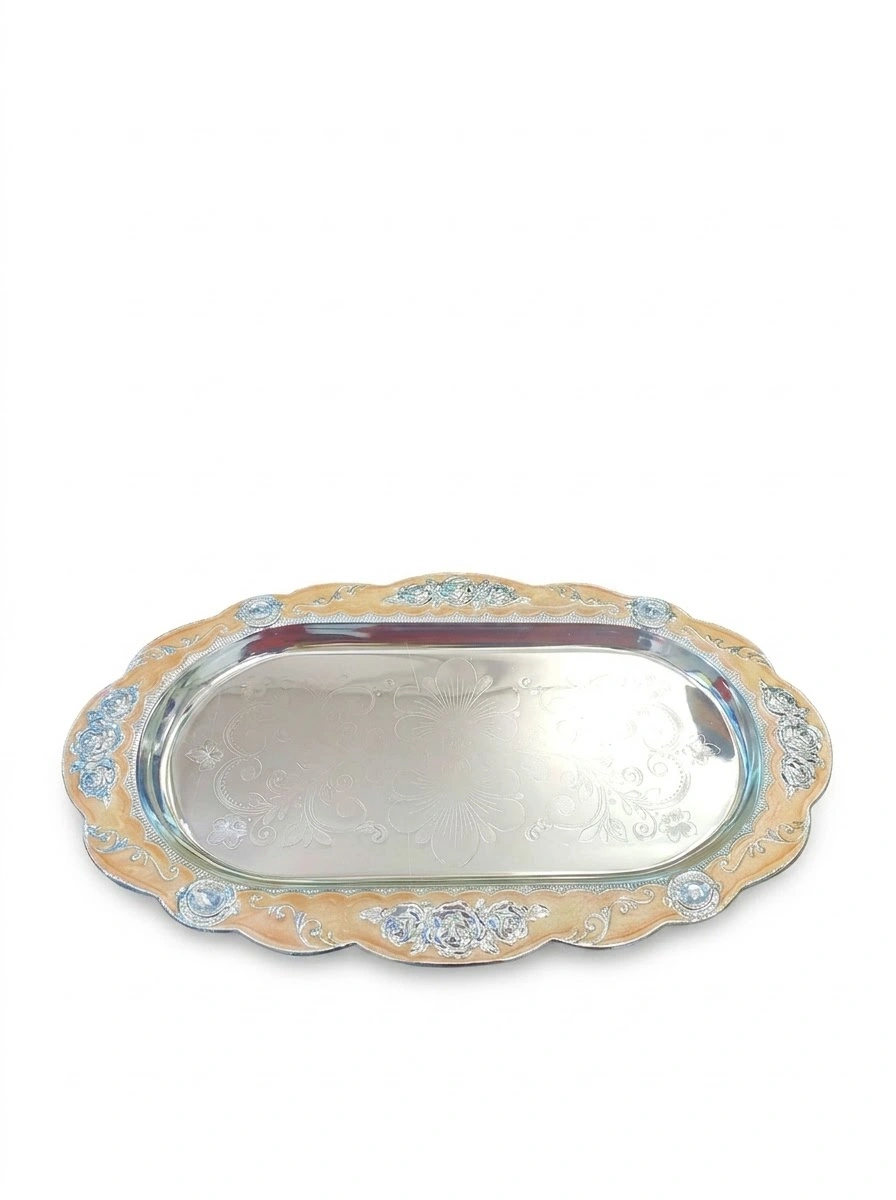 Flower Peach Enamel Tray