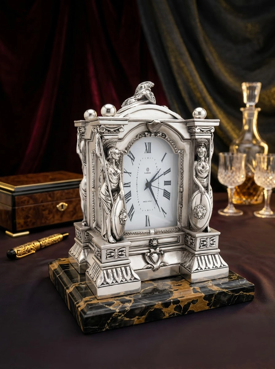 Table Clock "Woman with Shield"