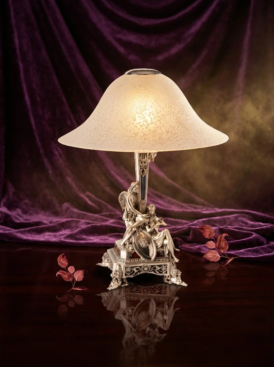 Lamp with sitting Angel & Lady