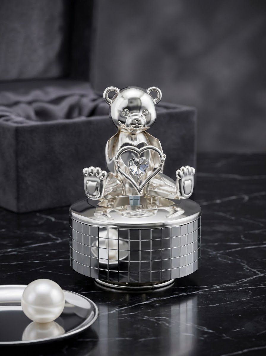 Teddy with Heart on Music Box