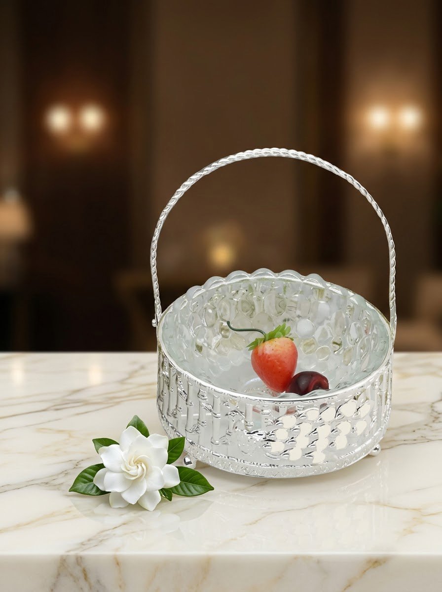 Peacock Basket Cream Enamel