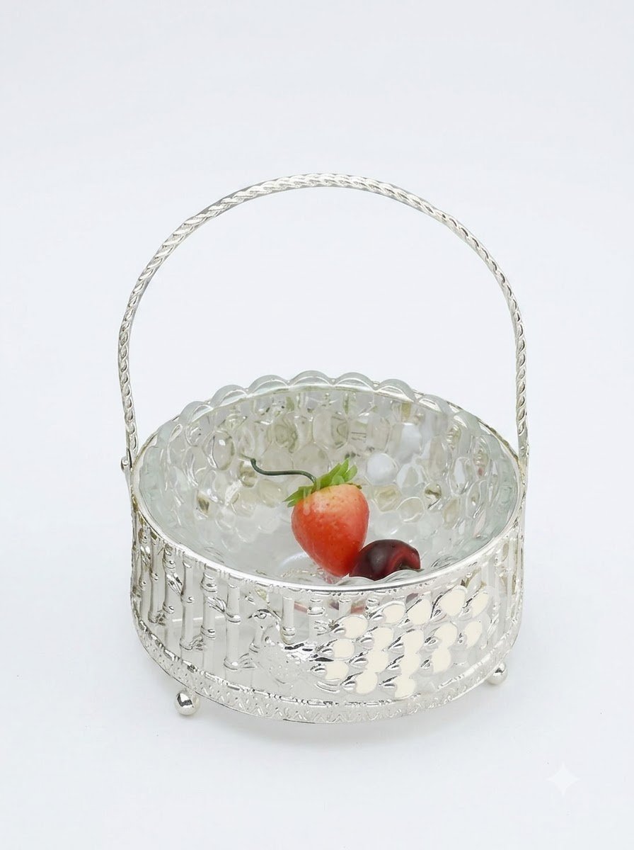 Peacock Basket Cream Enamel