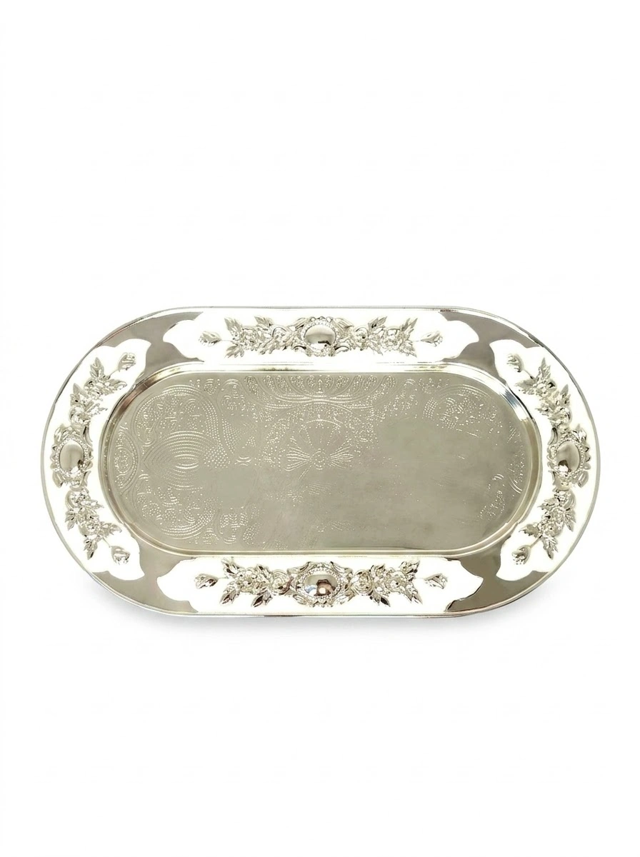 Stadium Shape Tray with White Enamel