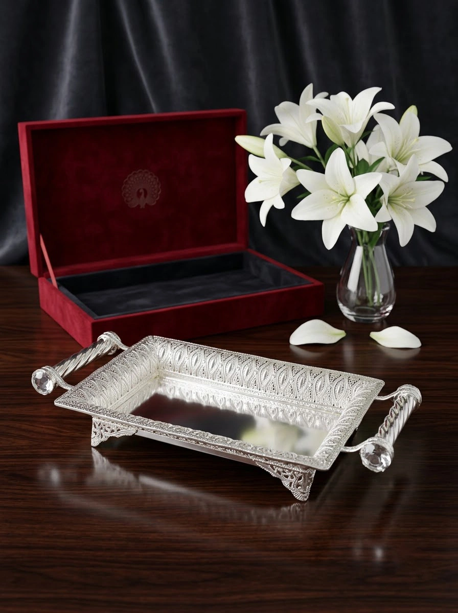 Paisley Rectangle Tray with Handle